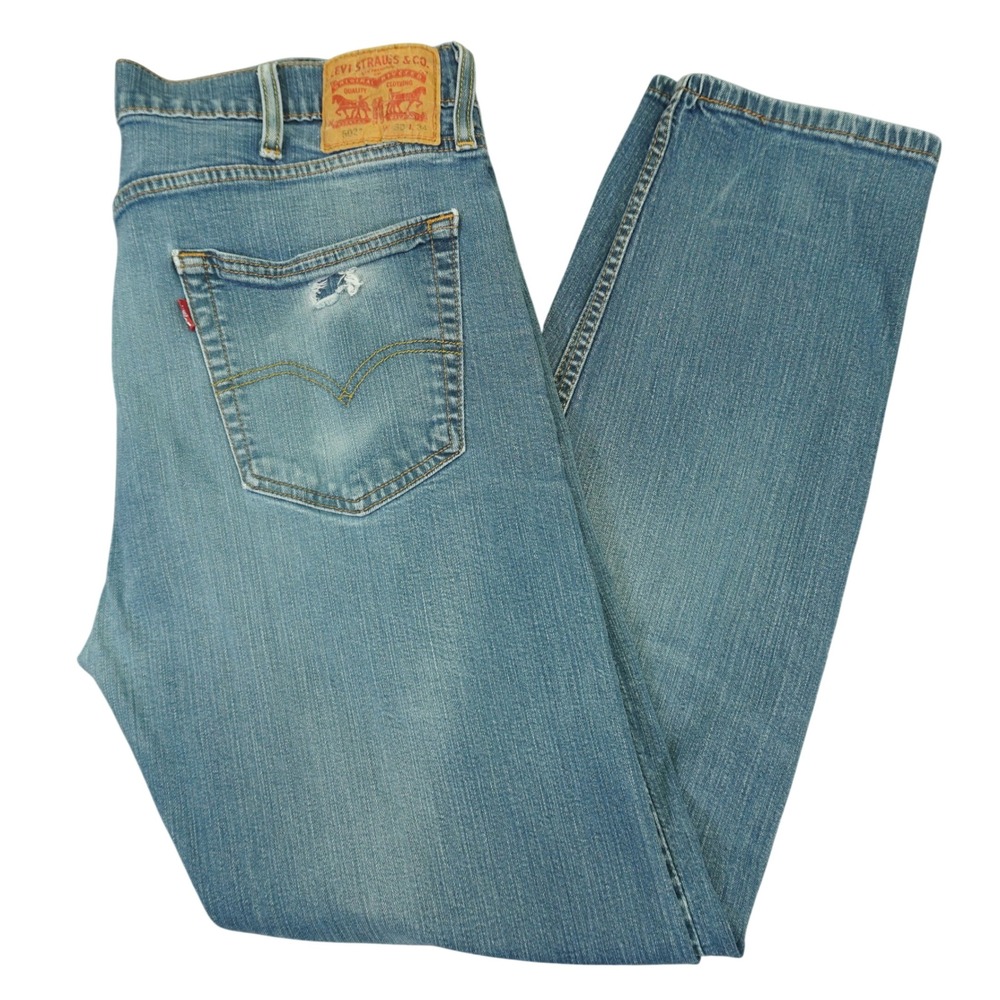 Levi's 502 Straight Tapered Jeans Men 38x34 (Fit 36x31) Blue Medium Wash Stretch